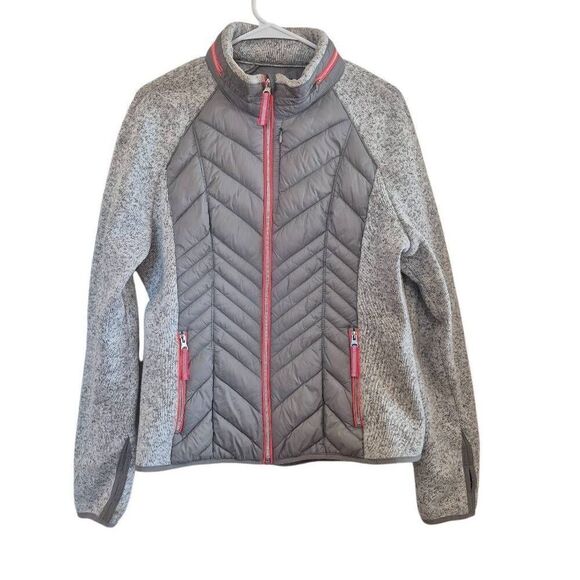 Xersion Women's Gray/Silver & Hot Orange Nylon Quilted Zip Front Jacket - Picture 2 of 10